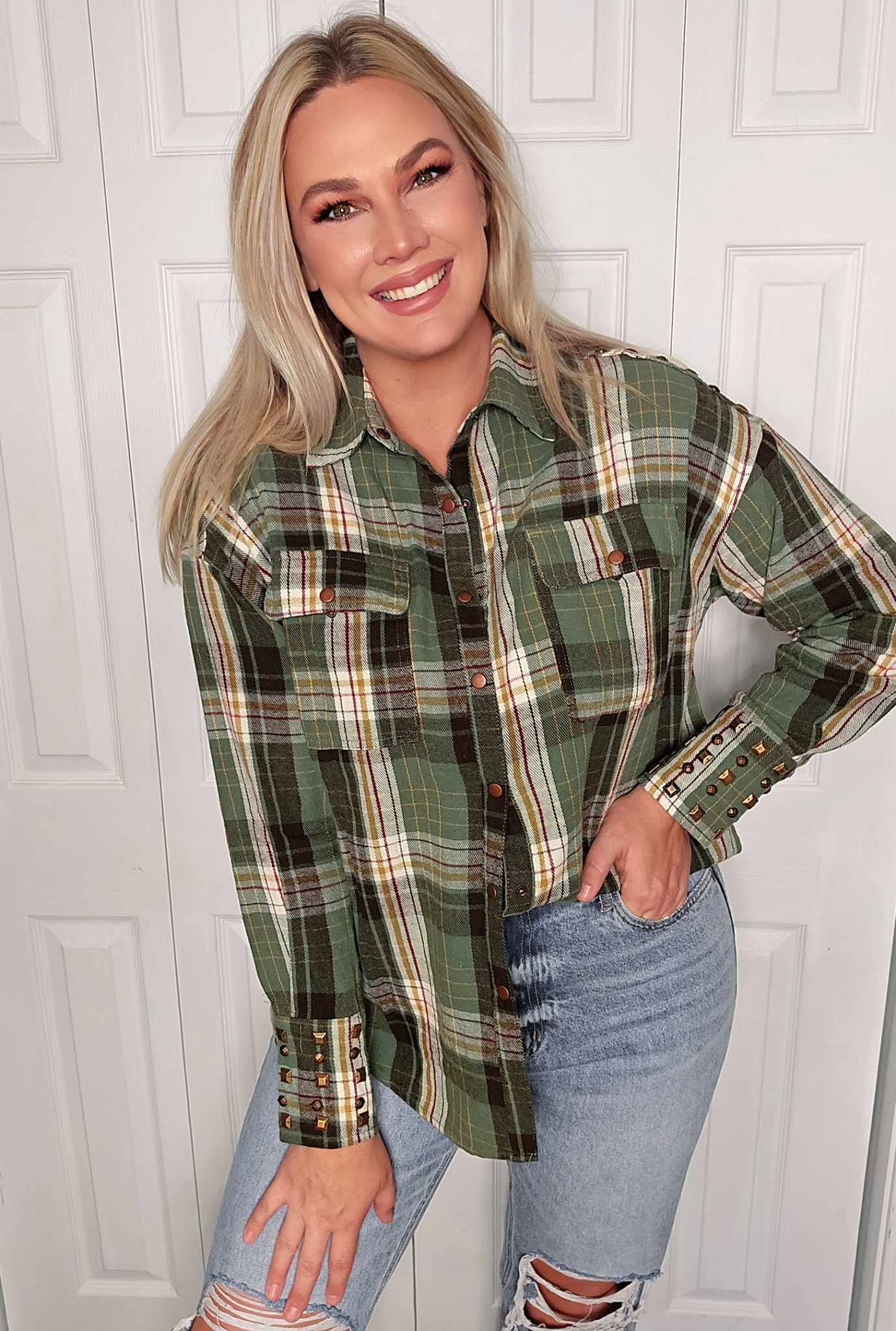 Evergeen Stud Button Up
