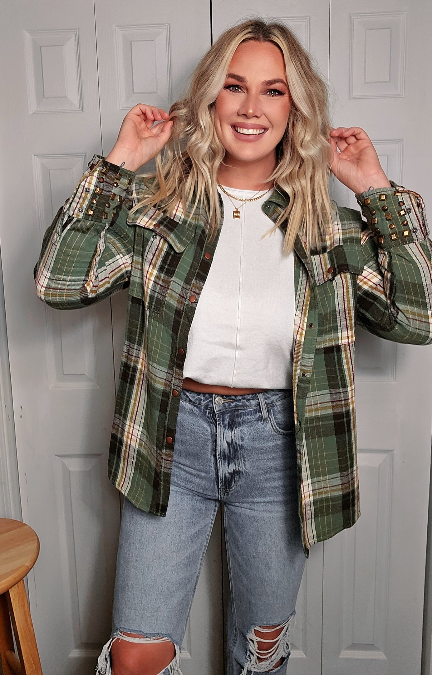 Evergeen Stud Button Up