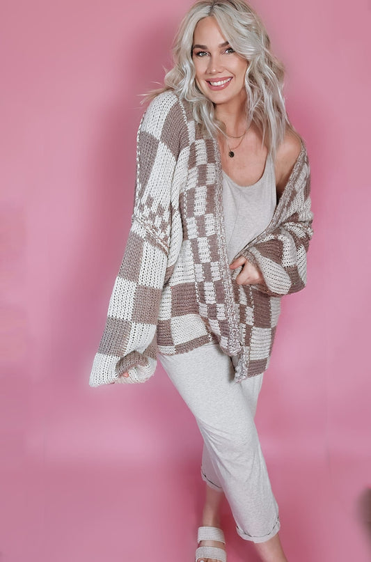 Check Mate Slouchy Cardigan